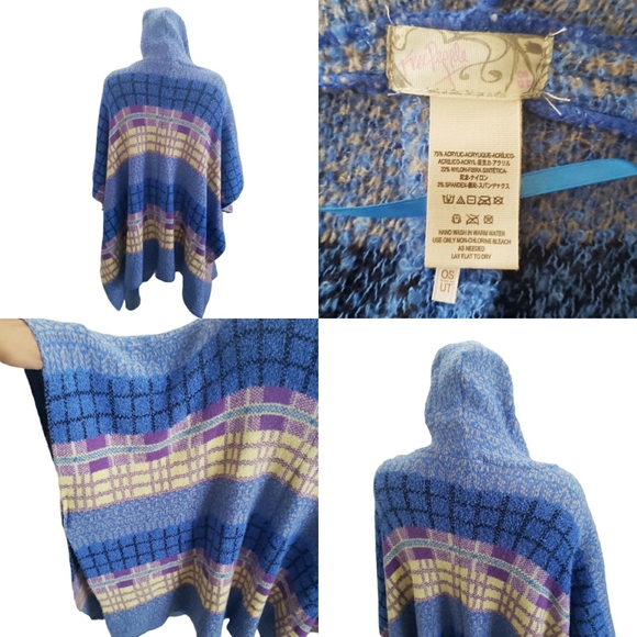 Free People Sweater Poncho Hooded Cardigan Multicolor Oversized Slouchy Soft OS - Picture 3 of 15